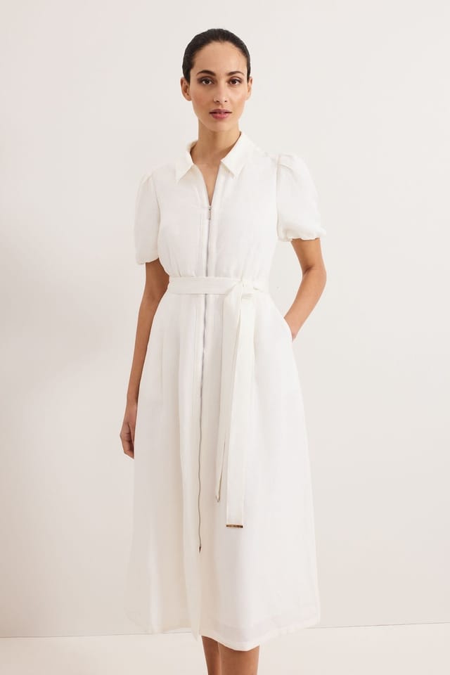 Phase Eight Phase Eight Women's Carlotta Linen Shirt Dress in Warm White - 3