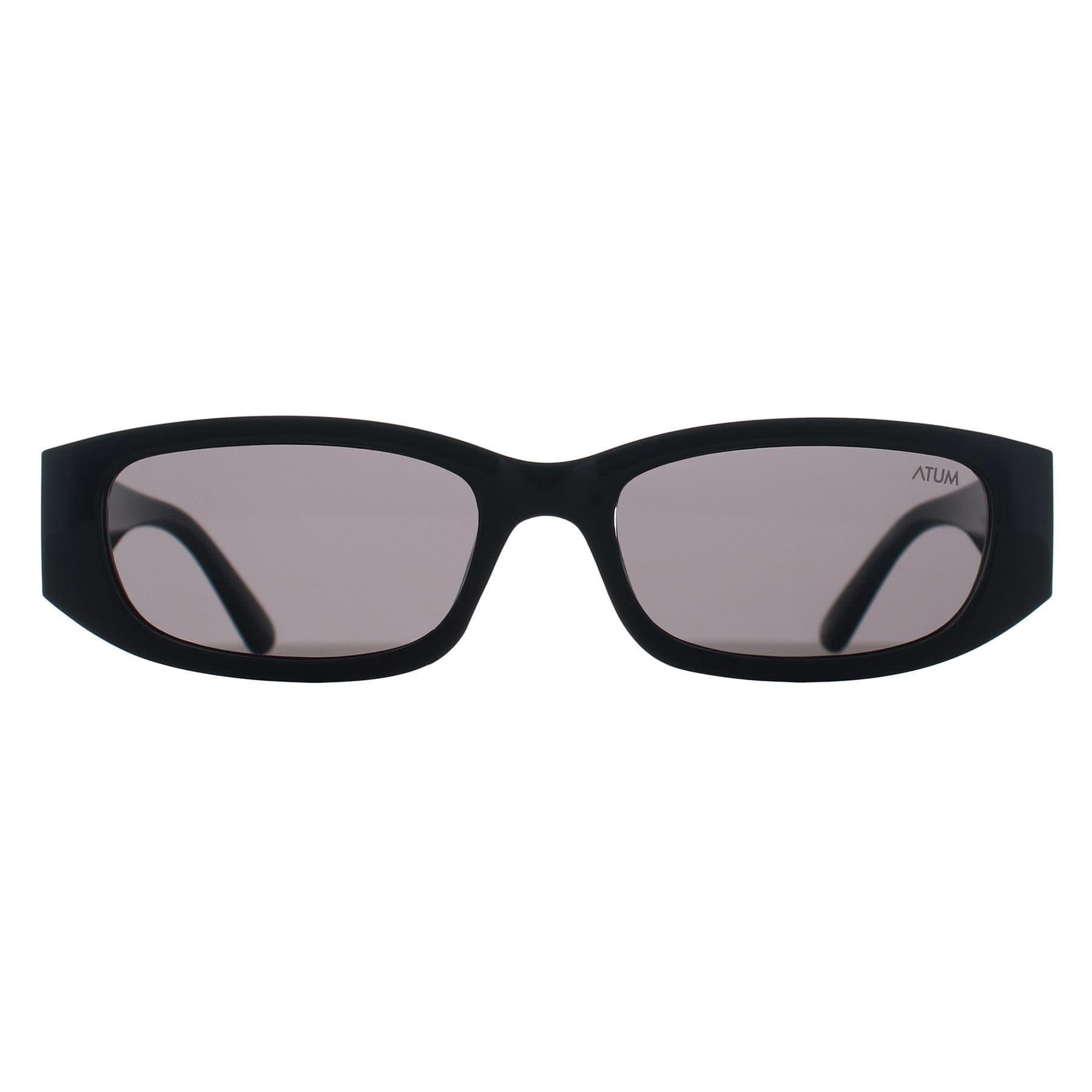 Atum Atum Women's Rectangle Shiny Black Smoke Sunglasses
