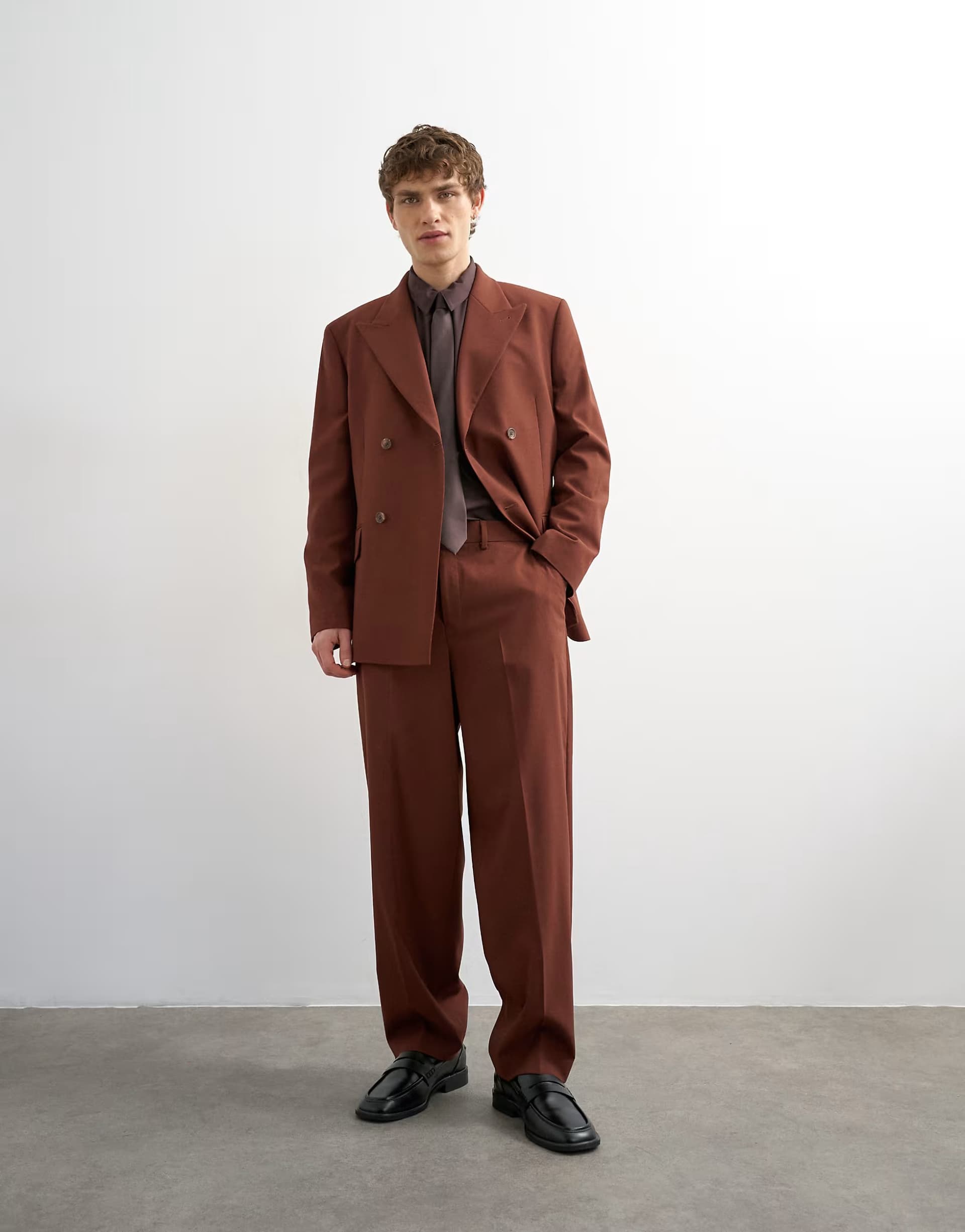 ASOS Topman relaxed fit wool touch suit trousers in rust