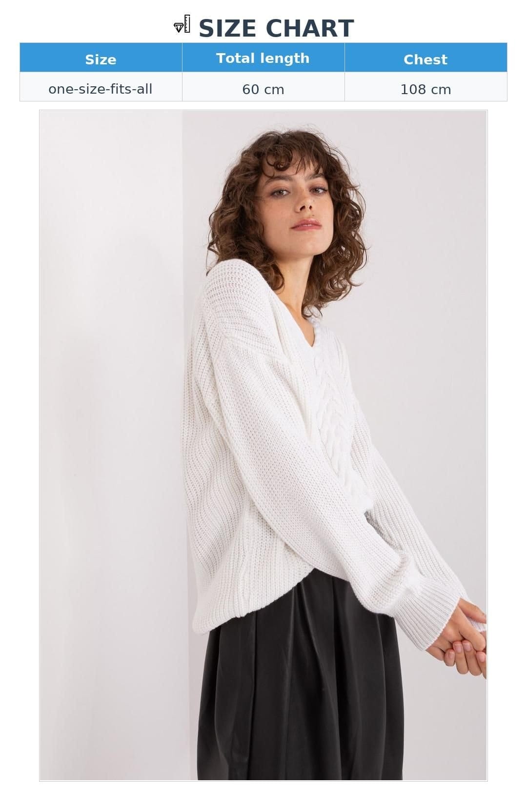 Love Lace Love Lace Women's Variegated Texture V Neck Acrylic Sweater in White - 4