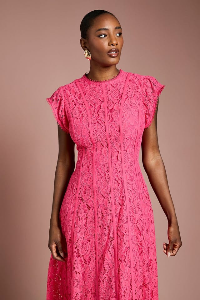 Coast Coast Women's Lace Panelled Midi Dress in Red - 2