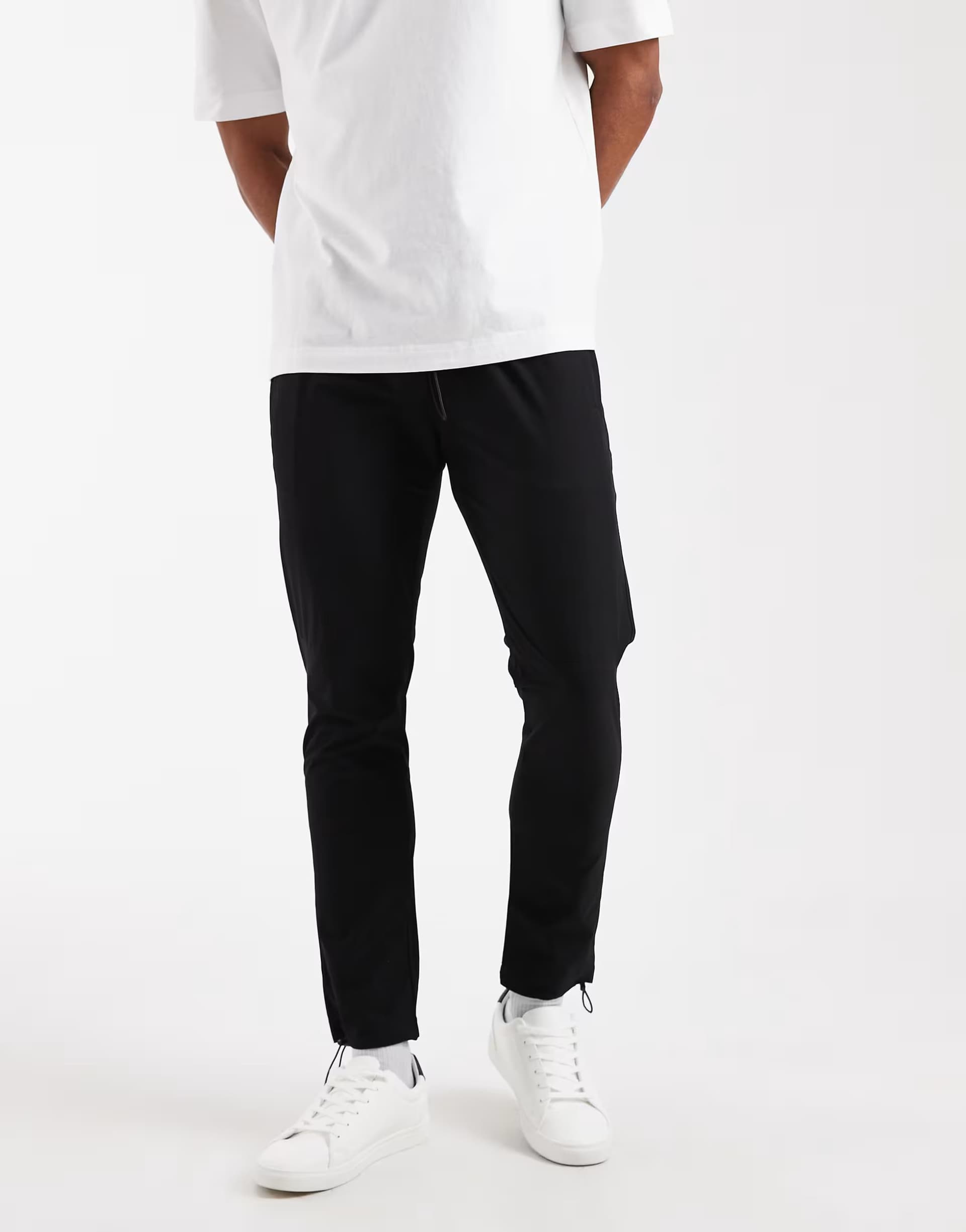 ASOS CAPO premium technical nylon slim trousers in black