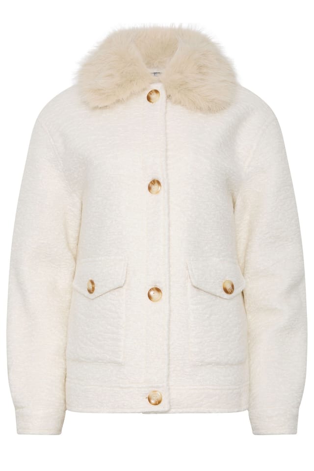 Long Tall Sally Long Tall Sally Women's Tall Faux Fur Coat in Ivory - 2