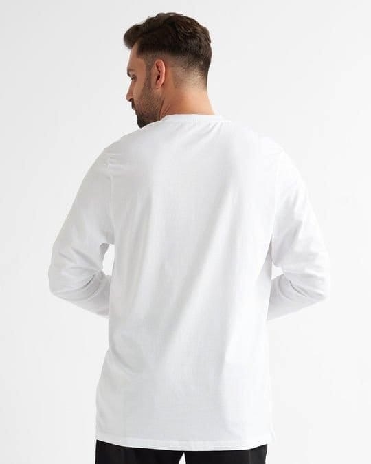 Alse Studio Alse Studio Men's Cotton Premium Quality T-Shirt Long Sleeve With Chest Pocket in White - 3