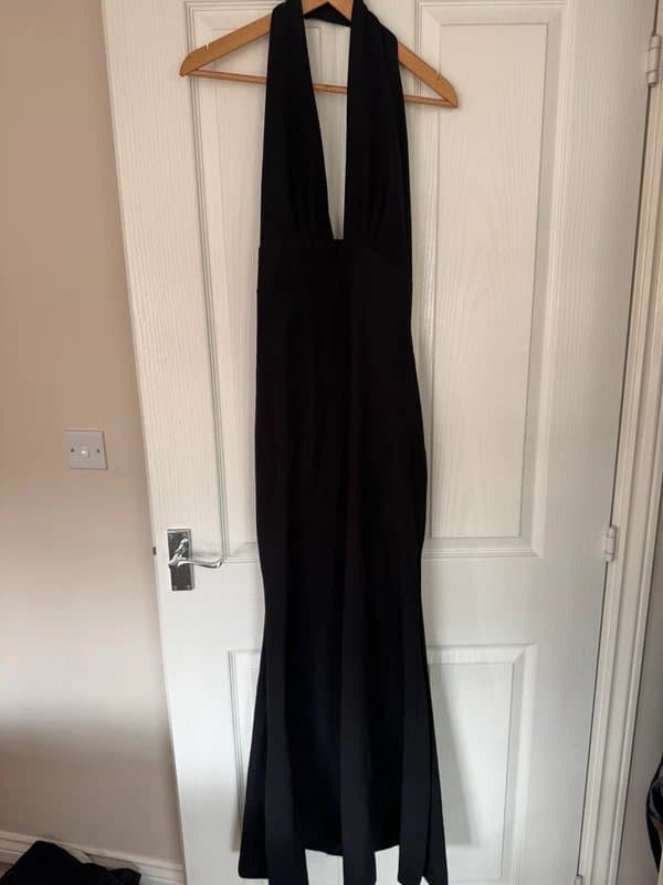 ASOS Black halter neck long dress size 10