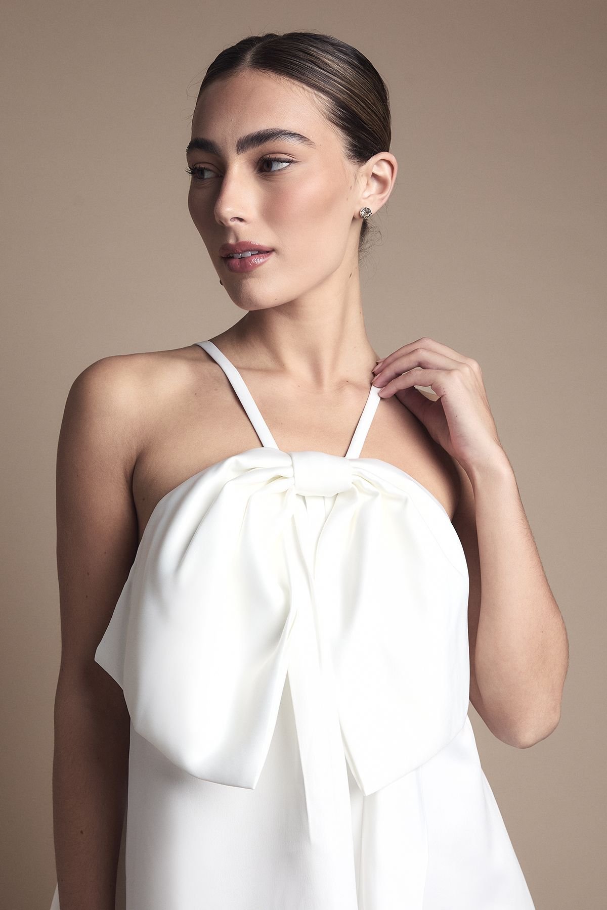 Coast Coast Women's Strappy Bow Detail Voluminous Mini Wedding Dress in Ivory - 3