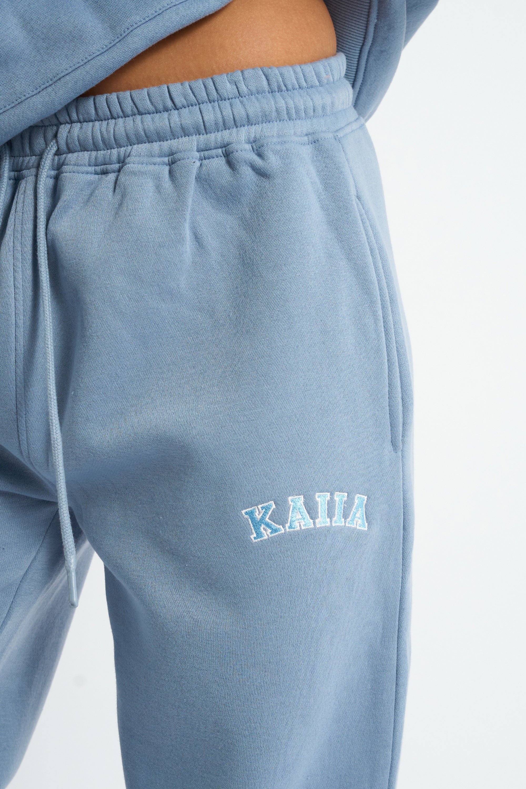Kaiia Kaiia Logo Wide Leg Joggers Vintage Blue - 4
