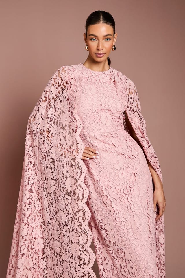 Coast Coast Women's Lace Cape Gown in Blush - 2
