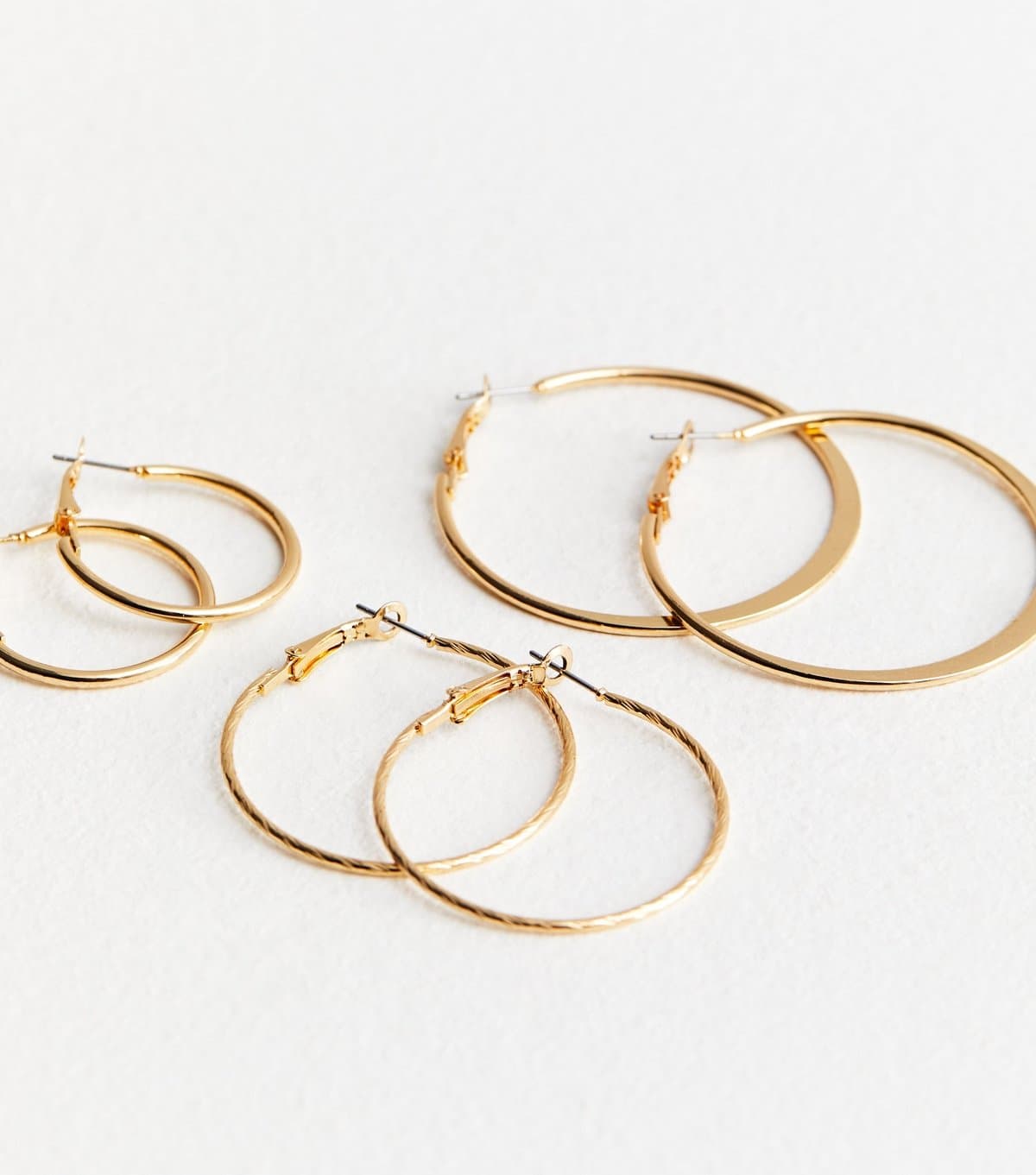 New Look Pack Of 3 Gold Tone Skinny Hoop Earrings New Look