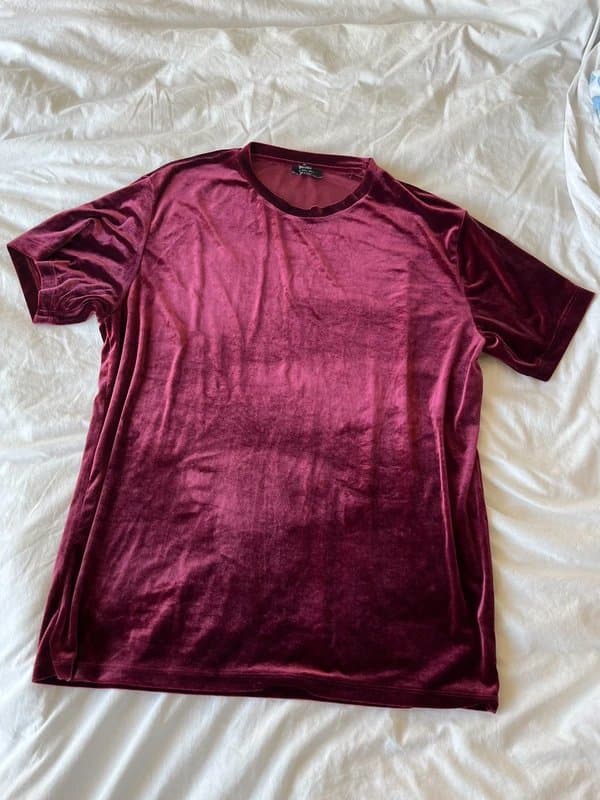 Bershka Burgundy Velvet T-shirt