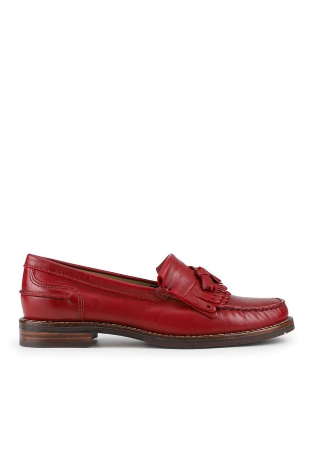 Jones Bootmaker Jones Bootmaker Women's Paolina Smart Leather Moccasins in Red - 2