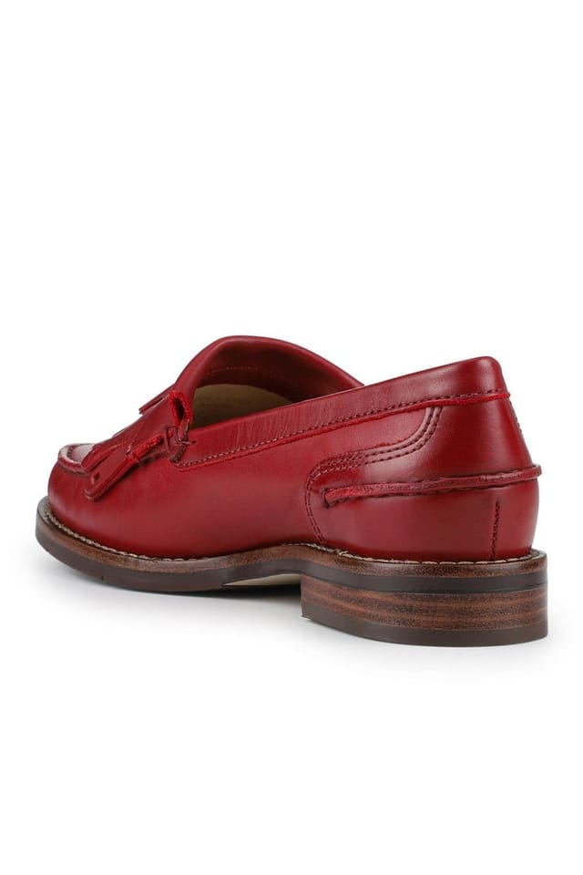 Jones Bootmaker Jones Bootmaker Women's Paolina Smart Leather Moccasins in Red - 3