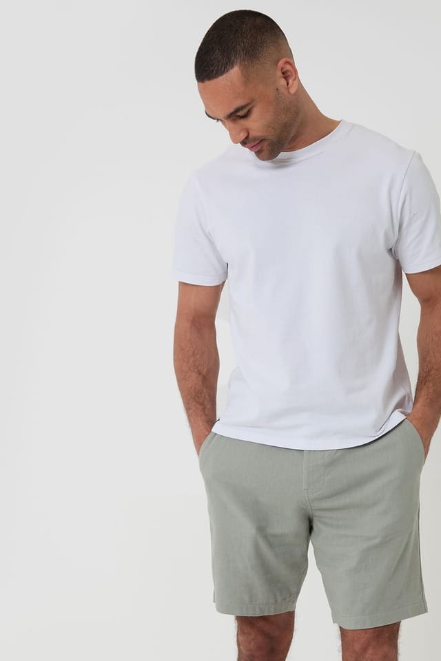 Threadbare Threadbare Men's Linen Blend Shorts with Belt in Pale Green - 3