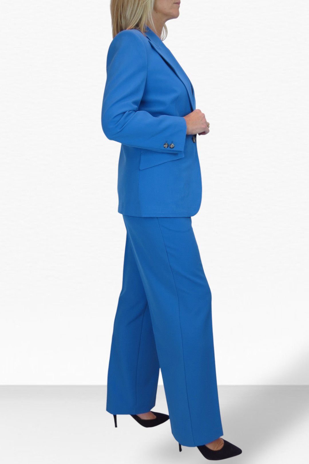 Paulo Due Paulo Due Women's 2 Piece Tailored Trouser Suit in Blue - 3