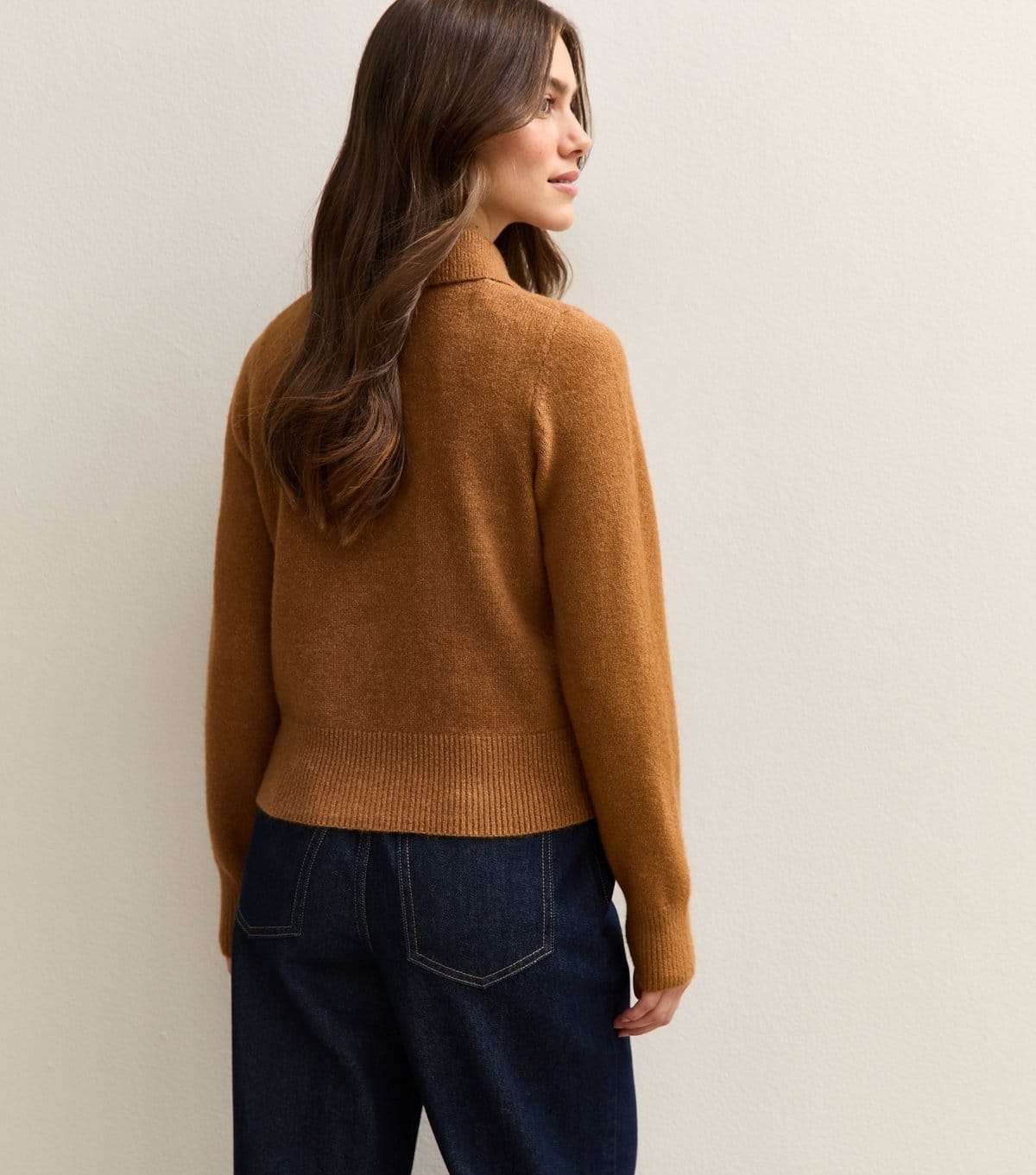 New Look Women's Petite Tan Midweight Knit Collared Button Cardigan New Look - 4