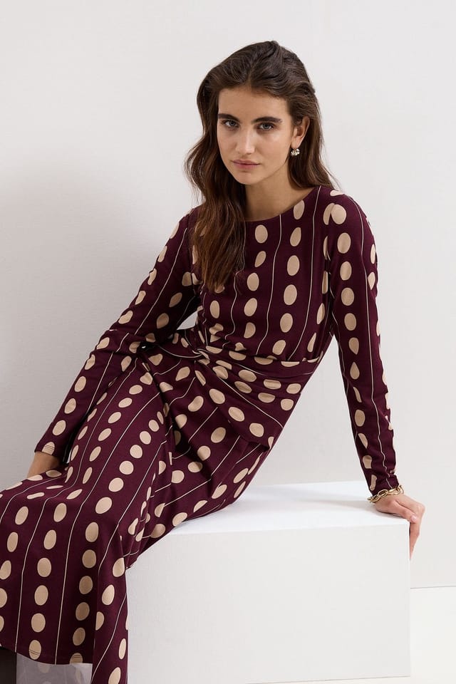 Phase Eight Phase Eight Women's Petite Eugenie Polka Dot Midi Dress in Maroon - 2