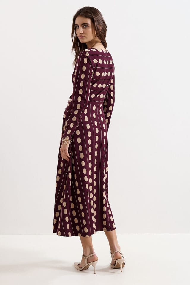 Phase Eight Phase Eight Women's Petite Eugenie Polka Dot Midi Dress in Maroon - 3