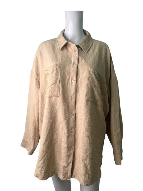 New Look New Look Top Shirt Size 16 Womens NEW EU44 Camel Beige Button Up Collared RRP£28