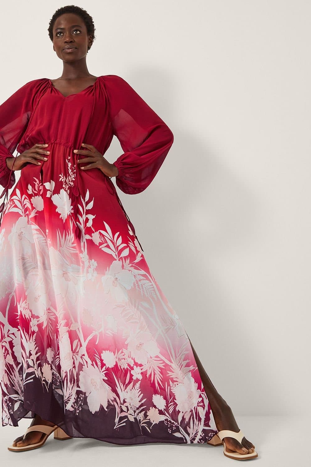 Monsoon Monsoon Women's Lilian Floral Print Ombr� Maxi Dress Red