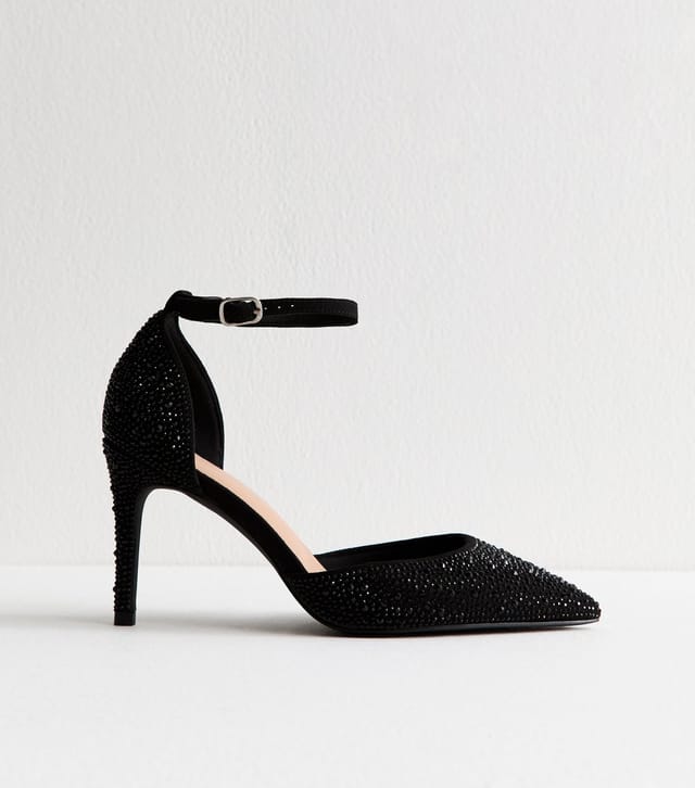 New Look Women's Extra Wide Fit Black Embellished Court Shoes Vegan New Look - 2