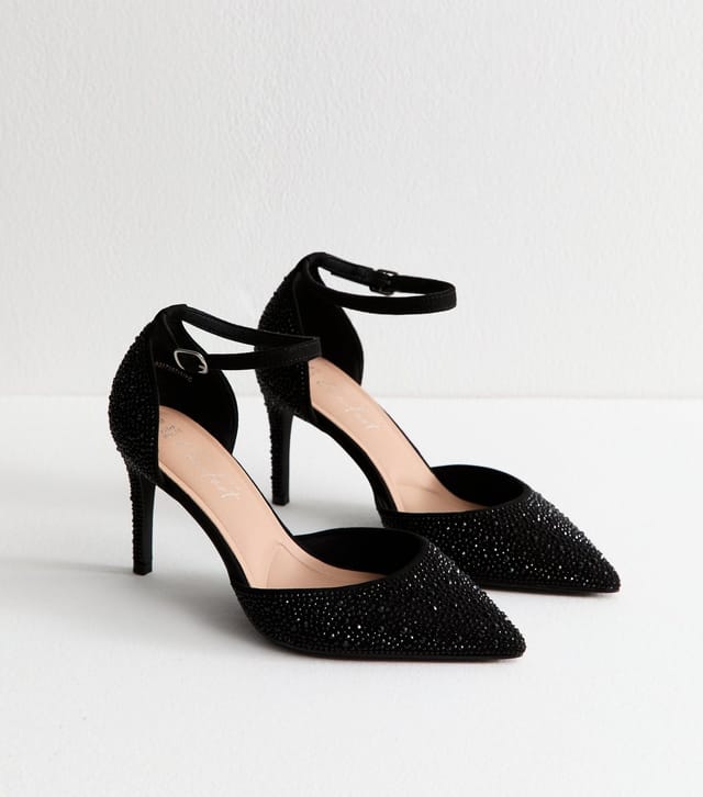 New Look Women's Extra Wide Fit Black Embellished Court Shoes Vegan New Look - 3