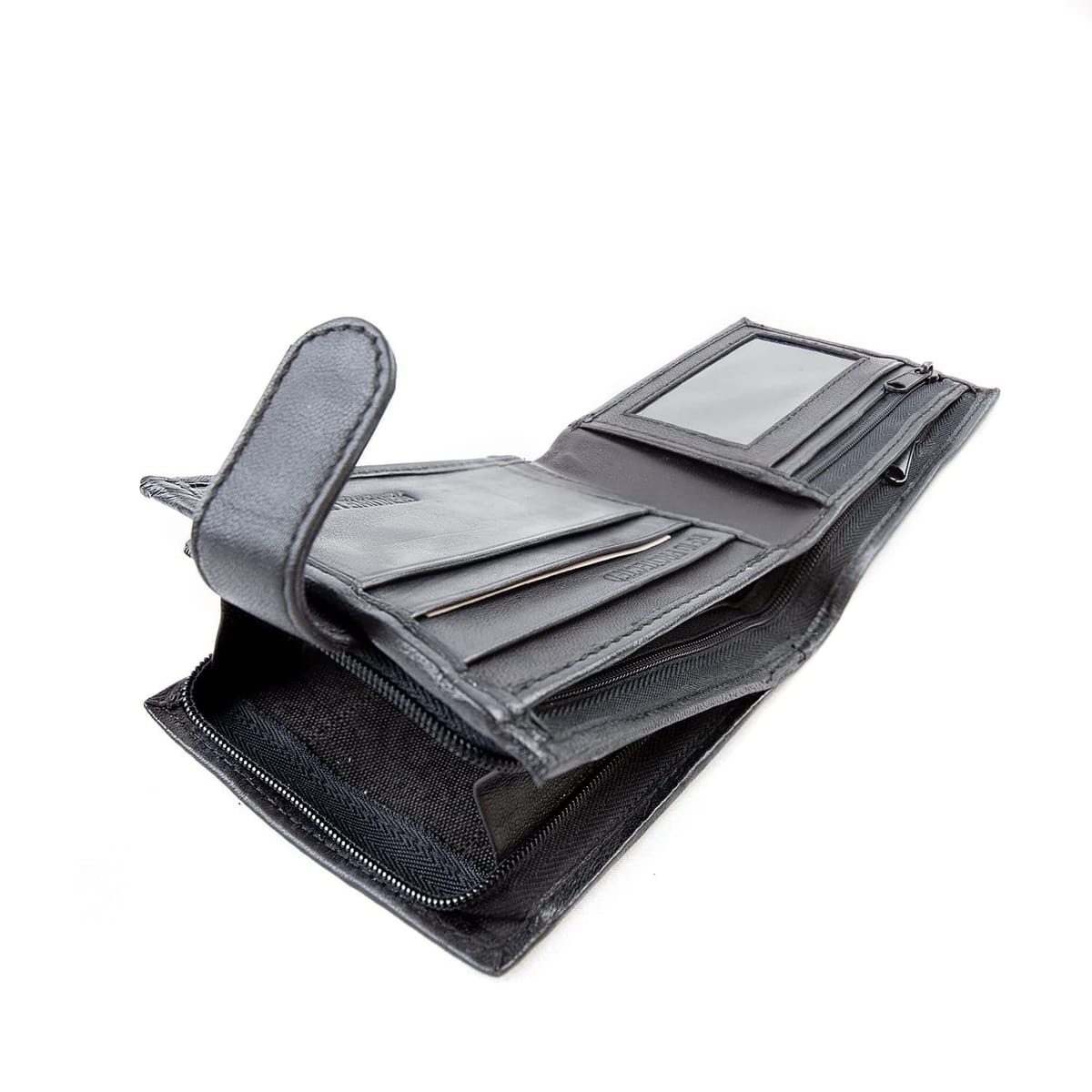 Woodland Leathers Woodland Leathers Men's Men's RFID Leather Wallet with Zip Coin Pocket in Black - 1