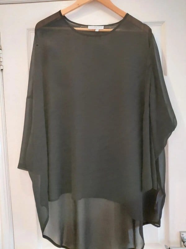 Never Fully Dressed Black Chiffon Overlay Blouse Top Size M/L