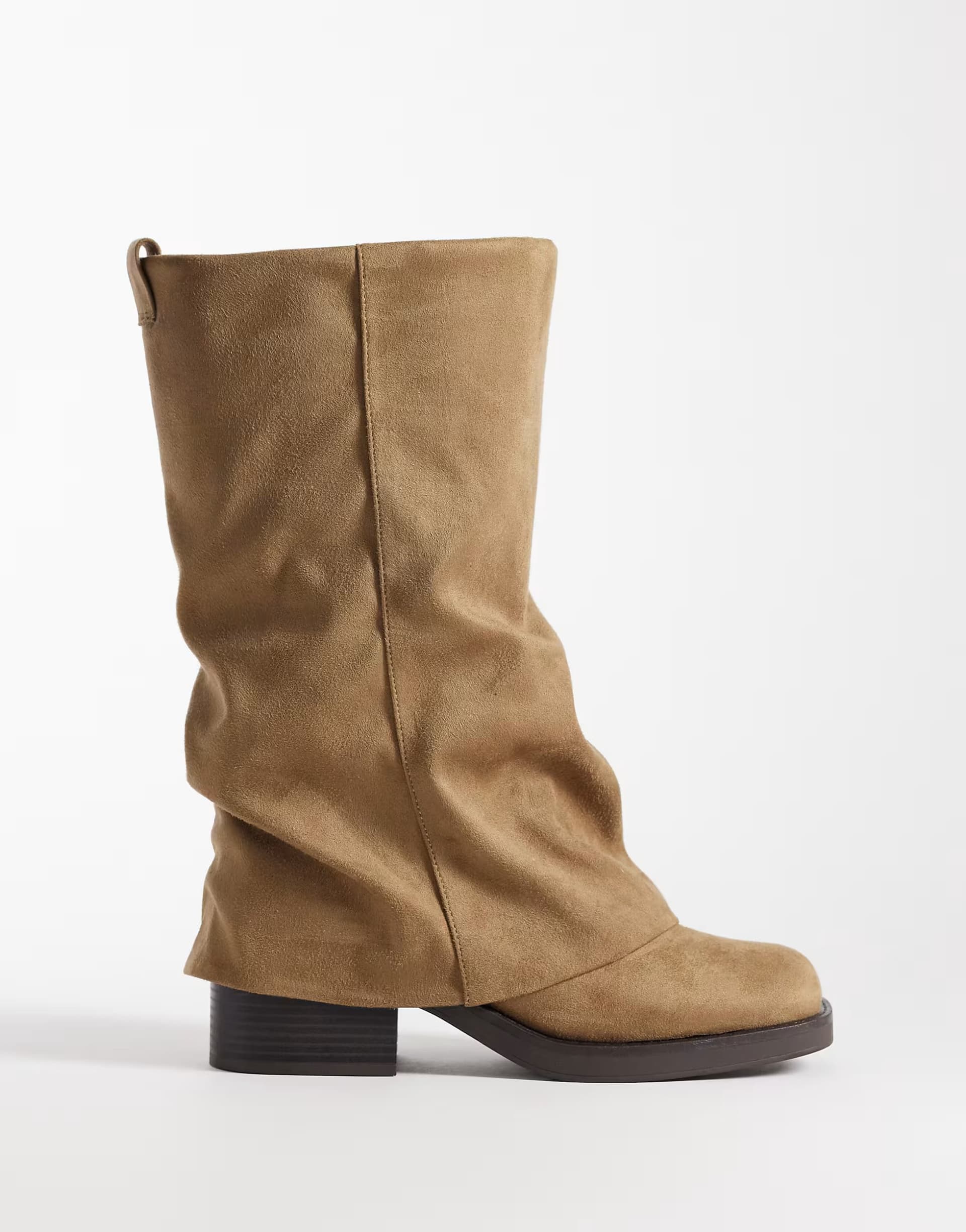 ASOS ASOS DESIGN Curve Carrie fold over slouch boot in sand