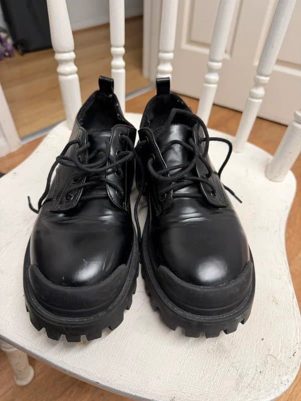 ASOS ASOS Black Chunky Lace-Up Shoes Leather UK 7 – Very Good Condition