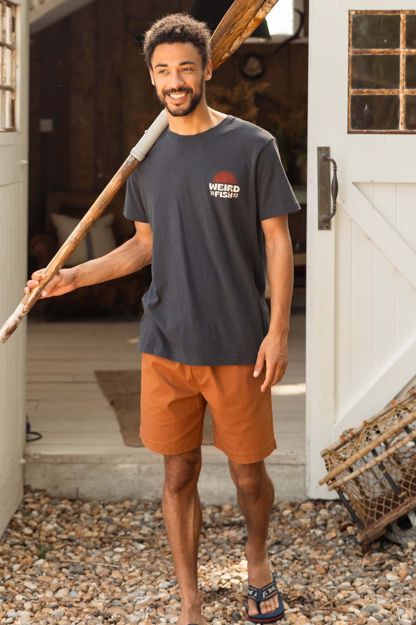 Weird Fish Weird Fish Men's Weston Canvas Shorts in Burnt Orange