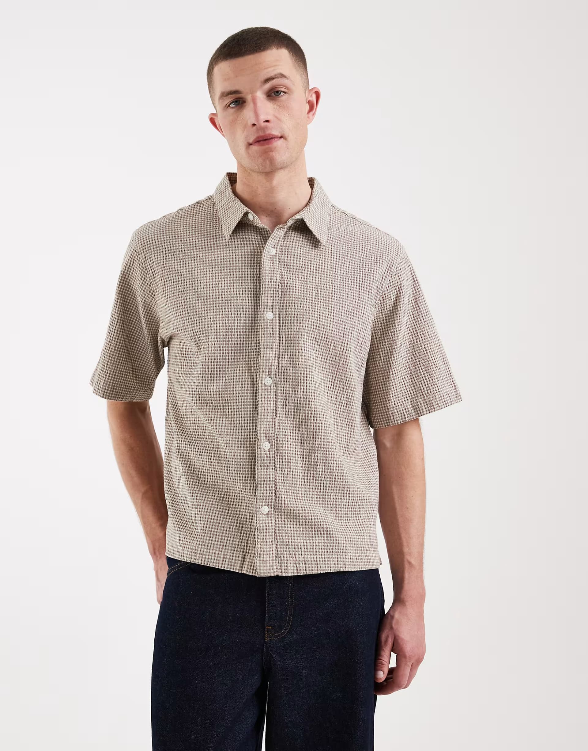 ASOS Levi's Lama short sleeve boxy shirt in brown check