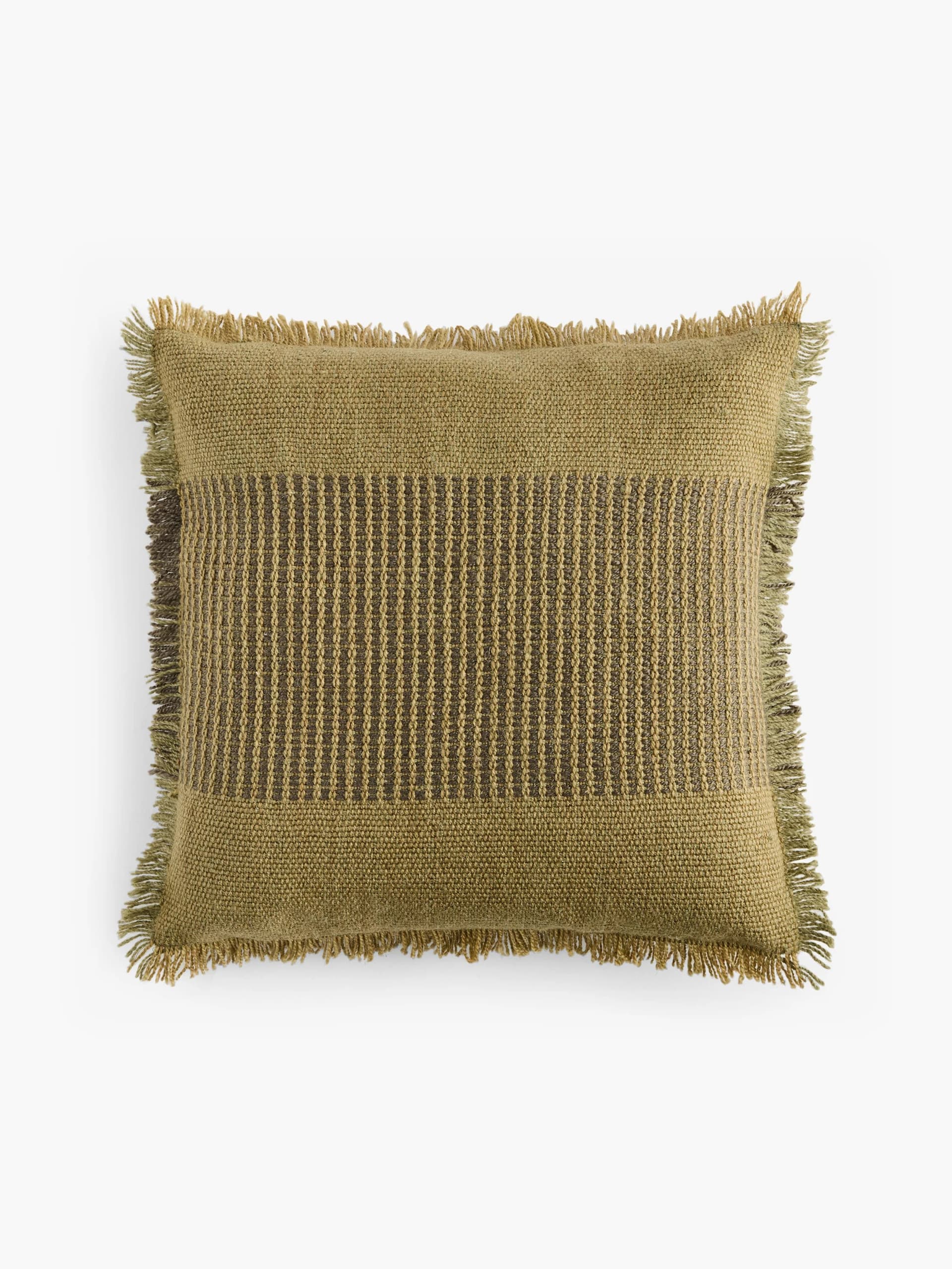 French Connection Textured Fringe Recycled Cushion Rust Green