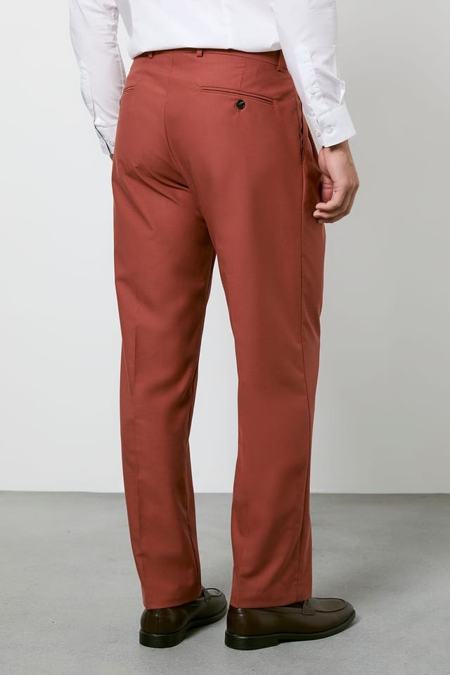 Burton Burton Men's Rust Pleated Relaxed Fit Suit Trouser - 3