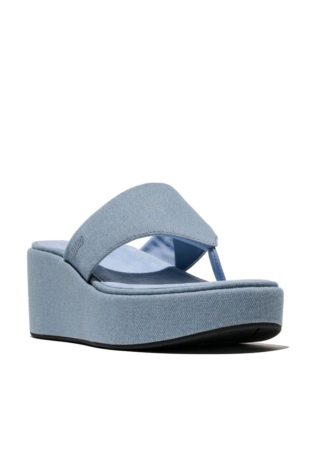 FitFlop FitFlop Women's Platfforms Denim Wedge Toe-Post Sandals Blue
