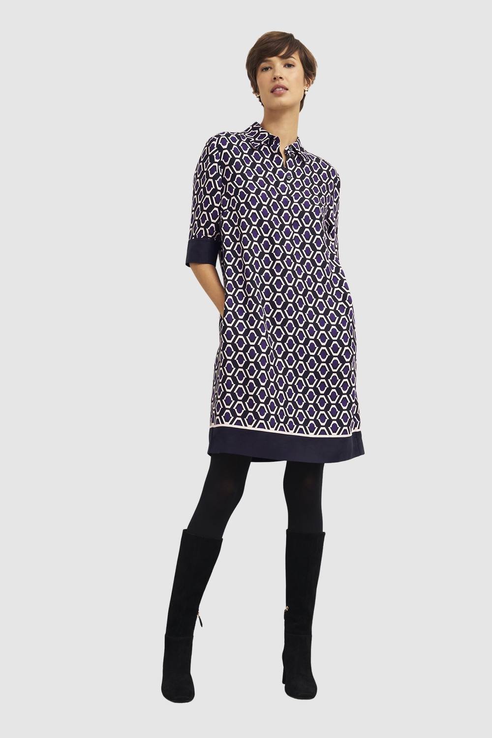 Hobbs London Hobbs London Women's Marciella 3/4 Sleeve Printed Mini Dress in Grape - 2