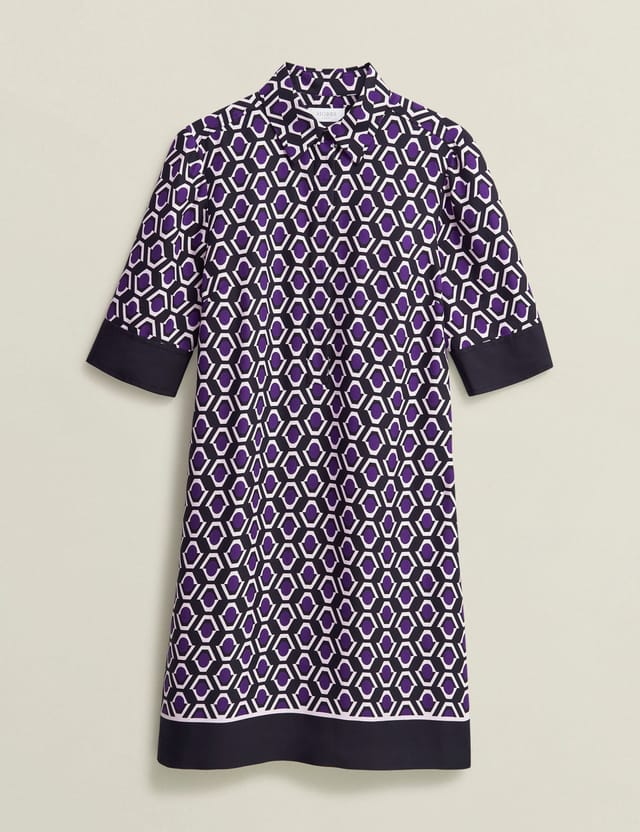 Hobbs London Hobbs London Women's Marciella 3/4 Sleeve Printed Mini Dress in Grape - 2