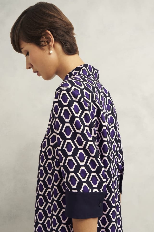Hobbs London Hobbs London Women's Marciella 3/4 Sleeve Printed Mini Dress in Grape - 3