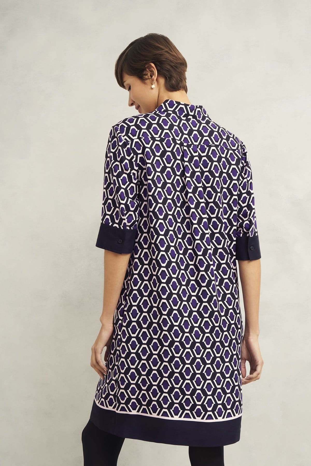 Hobbs London Hobbs London Women's Marciella 3/4 Sleeve Printed Mini Dress in Grape - 4
