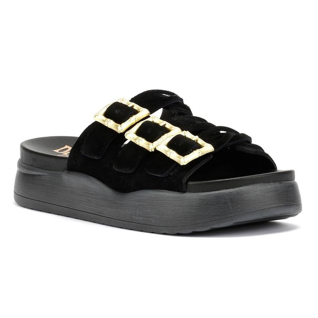 DESERT FLEUR DESERT FLEUR Women's Gypsum Suede Sandals in Black - 2