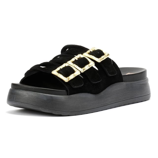 DESERT FLEUR DESERT FLEUR Women's Gypsum Suede Sandals in Black - 3