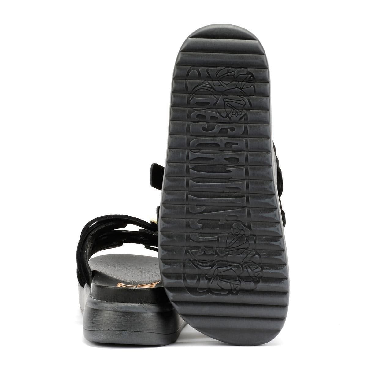 DESERT FLEUR DESERT FLEUR Women's Gypsum Suede Sandals in Black - 4