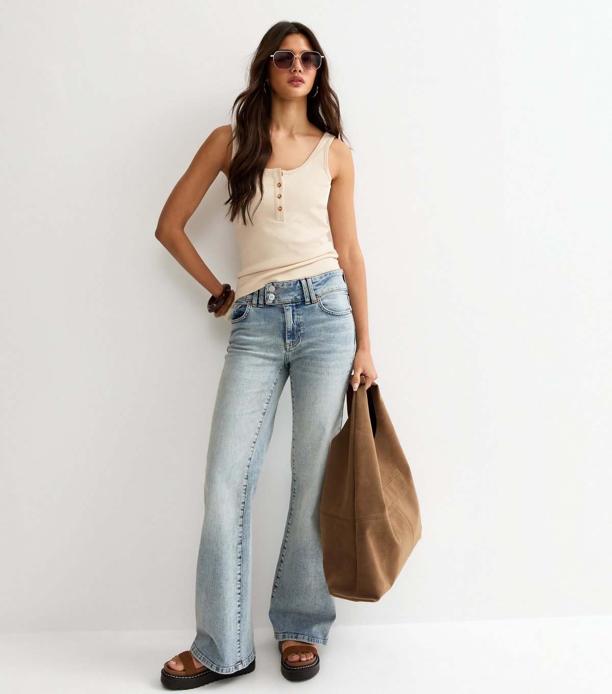 New Look Women's Cream Henley Button Front Vest Top New Look - 3