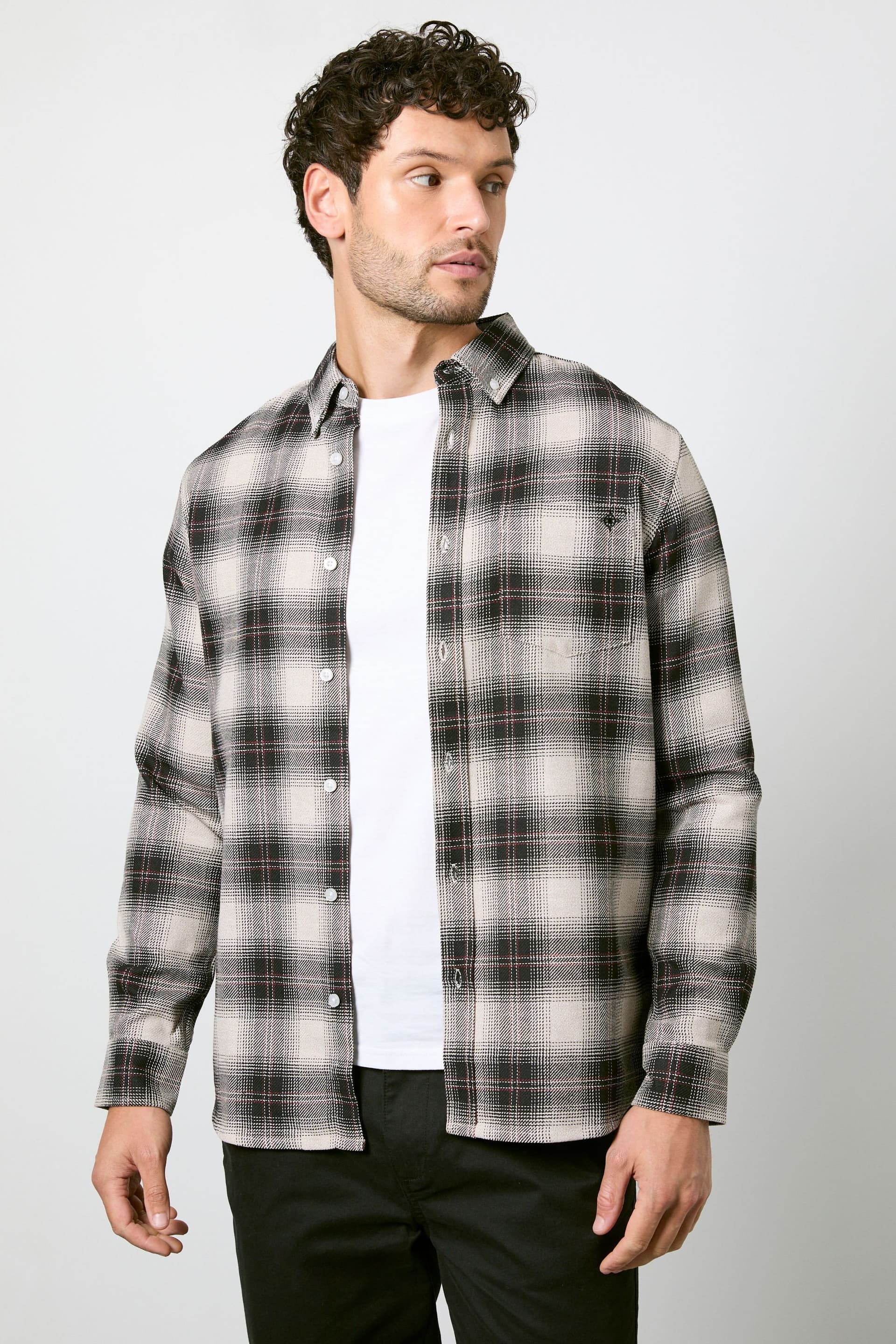 Maine Maine Men's Natural Western Check Long Sleeve Shirt