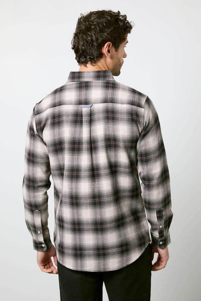 Maine Maine Men's Natural Western Check Long Sleeve Shirt - 3