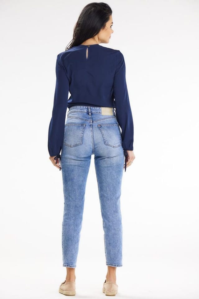 Love Lace Love Lace Women's Casual Long Sleeve Blouse with Tie Hem Pocket in Blue - 3