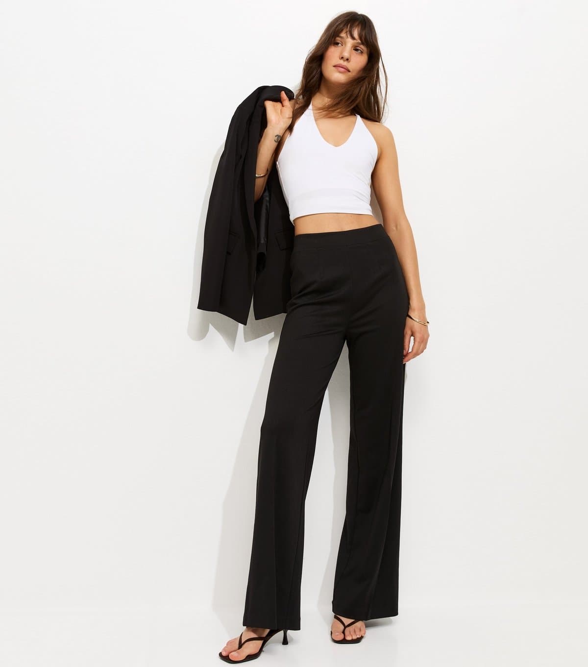 New Look Women's Tall Black Jersey Wide Leg Trousers New Look