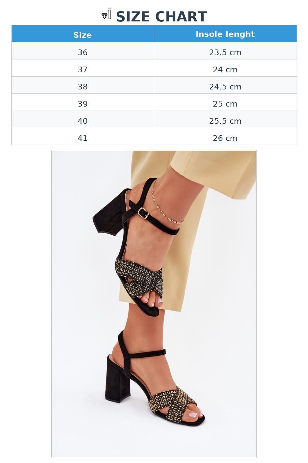 Love Lace Love Lace Women's Suede Heel Sandals with Intertwined Front Straps Buckle in Black - 4