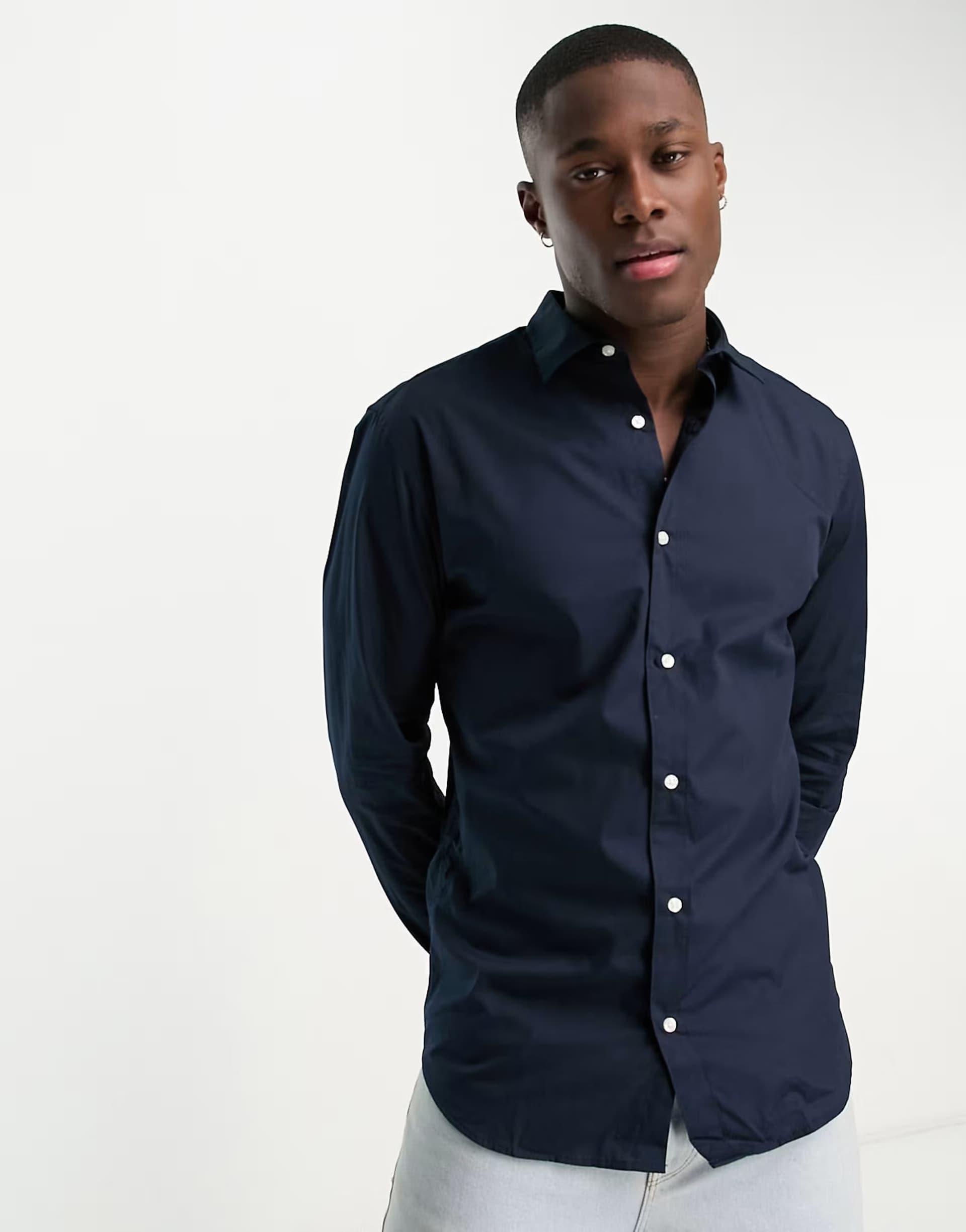 ASOS Jack & Jones Originals smart shirt in navy