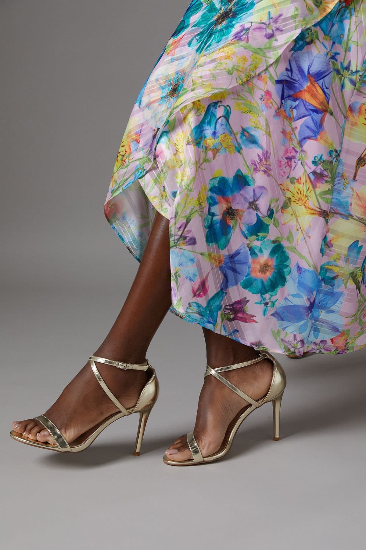 Coast Coast Gold Faux Leather Cross Strap Stiletto Sandals