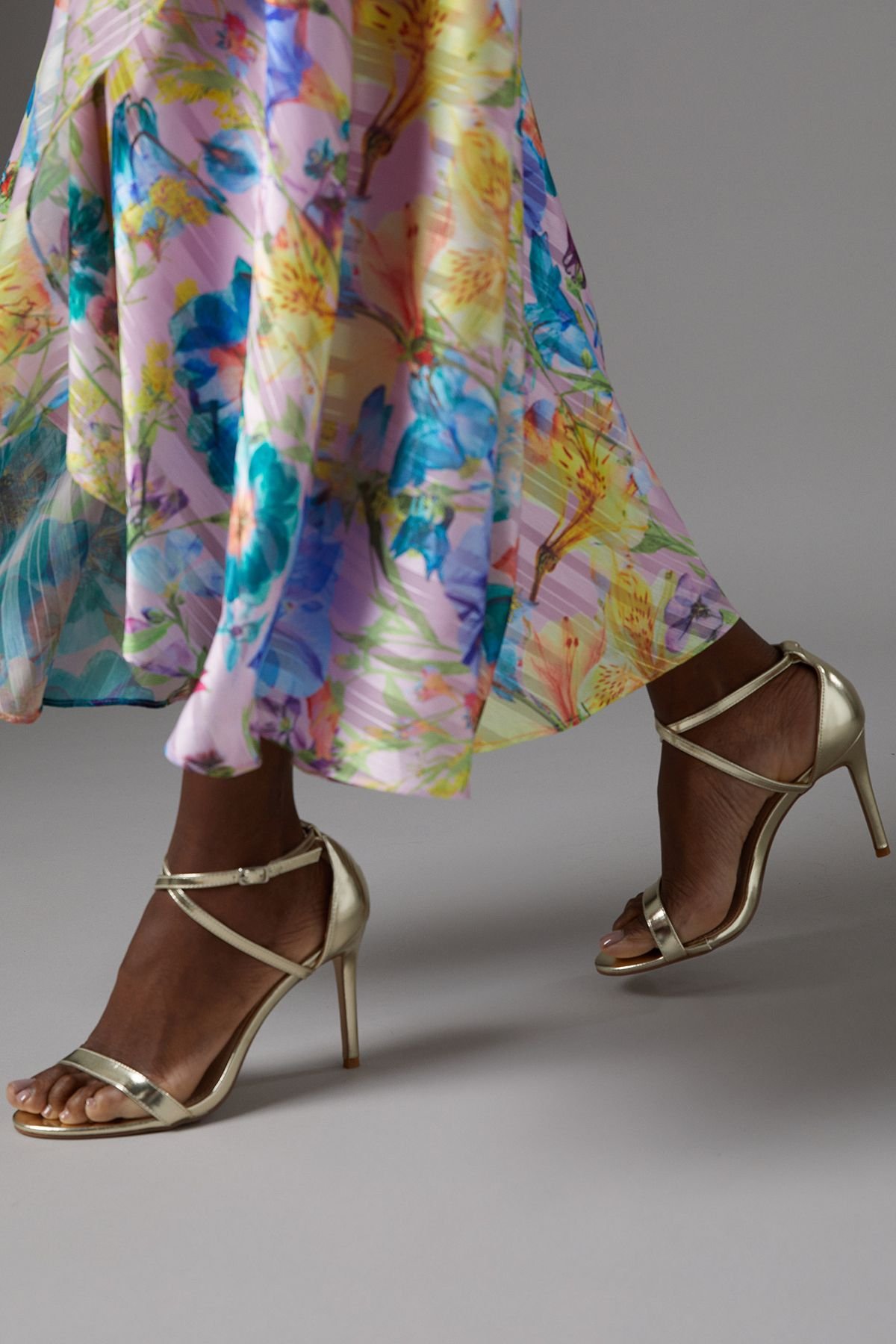 Coast Coast Women's Strictly Faux Leather Cross Strap High Stiletto Sandals in Gold - 3